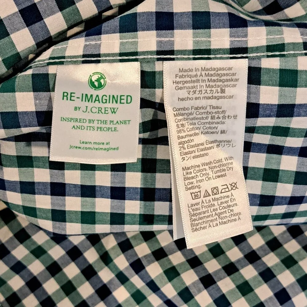 J. Crew Men's L Slim Untucked Flex Washed Long Sleeve Plaid Shirt Style #BE209 - Picture 7 of 13